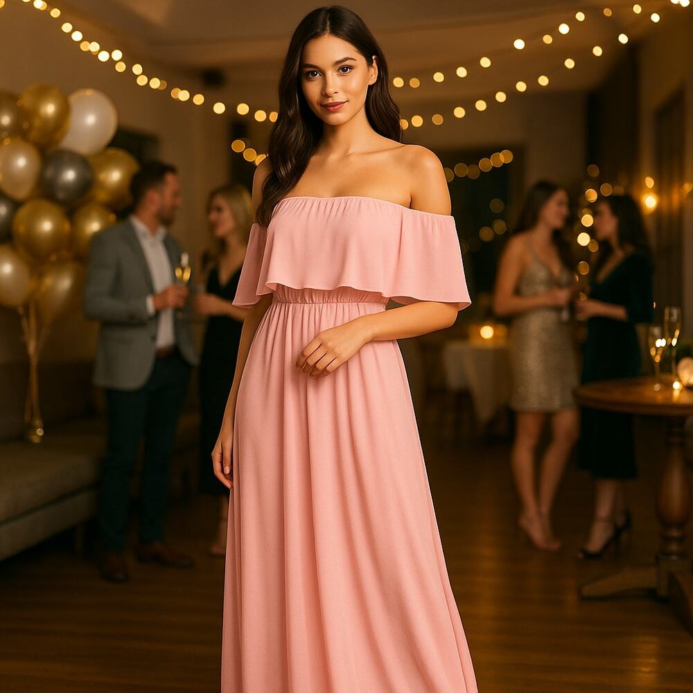 Show Me Your Mumu Hacienda Maxi Dress Rosebud Chiffon Convertible Pink Size S